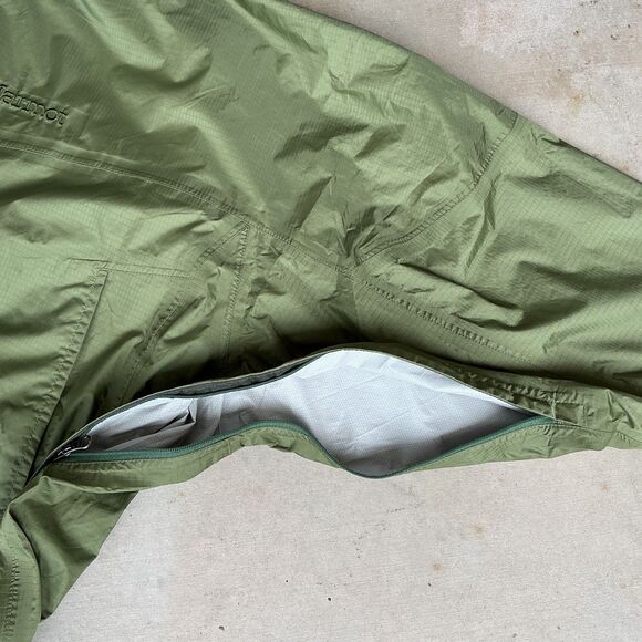 Marmot Mens PreCip Eco Rain Jacket sz XL Army Green Hooded Ripstop Nylon Hiking - Picture 11 of 16